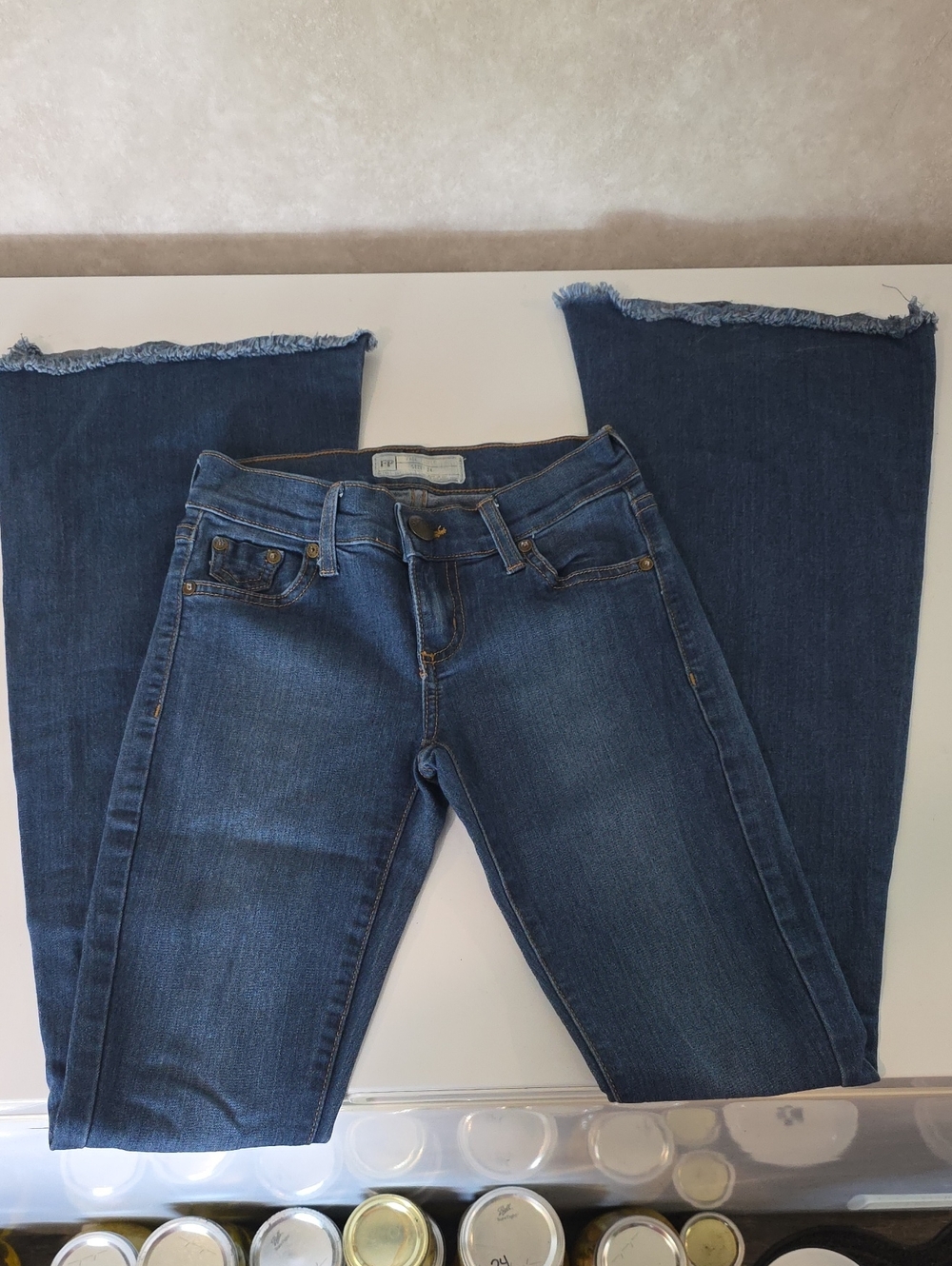 Free People Dark Blue Wide-Leg High-Rise Jeans for Women